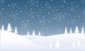 Winter landscape with snow, fir trees and snowflakes. Christmas and winter holidays background for greeting card design. Vector il Royalty Free Stock Photo